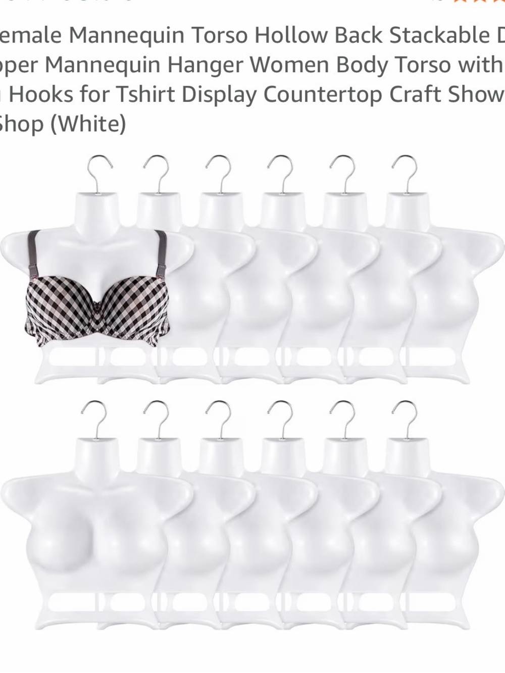 Female Torso Display Mannequin Hangers - White (Set) 12 pc
